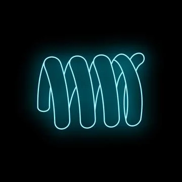 Blue neon glowing spring coil icon design Stock Illustration