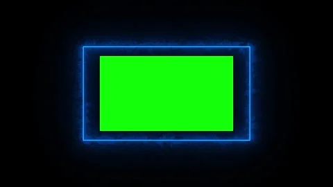 Blue neon glowing square frame with energy wave motion background featuring.. Stock Footage 336476263