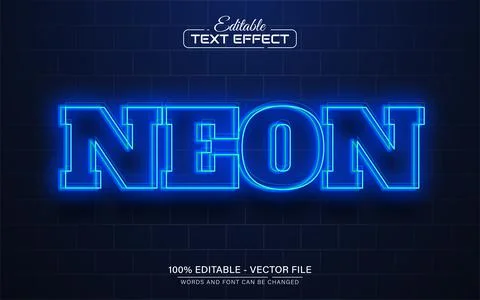 Blue neon glowing style text effect Stock Illustration