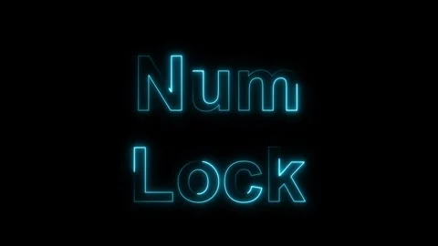 Blue Neon Glowing Text Num Lock on animated Black Background keyboard compute Stock Footage 337365057