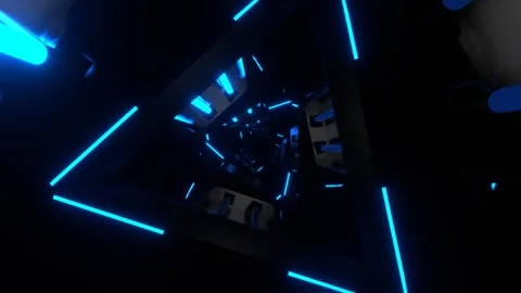 Blue Neon Glowing Triangular Spiral Background VJ Loop in 4K Stock Footage 331236527