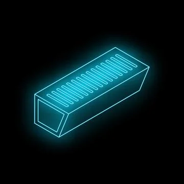 Blue neon glowing usb flash drive data storage technology concept Stock Illustration
