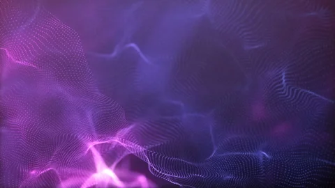 Blue neon glowing waves. Big data wave of particles. Stockbeeldmateriaal 112363052