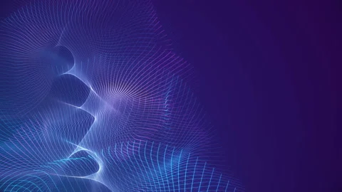 Blue neon glowing waves. Big data wave of particles. Stock Footage 112363220