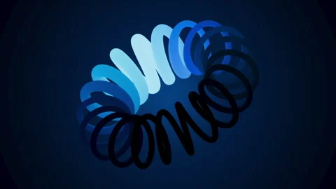 Blue neon gradient flowing along a spiral helix shape. Stock-Footage 330062333