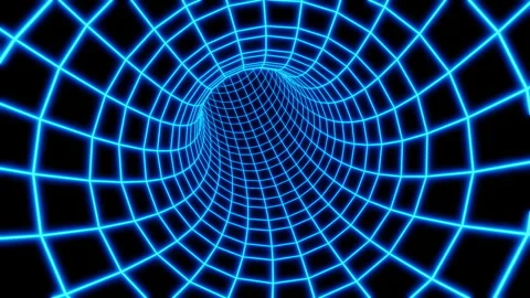 Blue neon grid fast tunnel loop animation Stock Footage 199936962