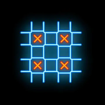Blue neon grid with four red crosses on black background イラスト素材