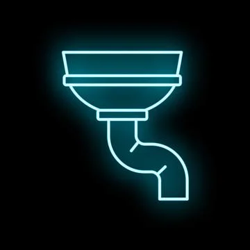 Blue neon gutter drain pipe plumbing icon Stock-Illustration