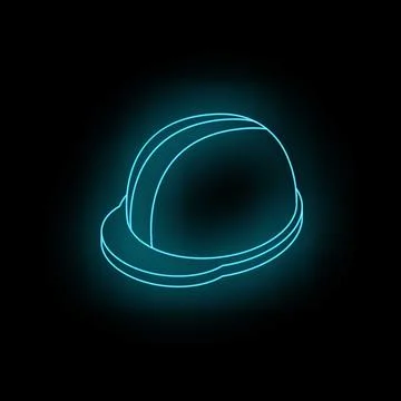 Blue neon hard hat shining in the dark Stock Illustration
