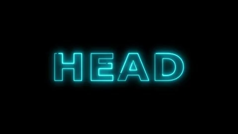 Blue neon HEAD text on black background glowing motion. Video stock 332534068