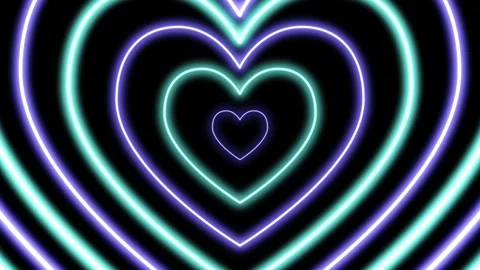 Blue Neon Heart Tunnel Loop - Glowing Love Background Animation Stock Footage 311622249