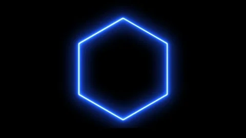 Blue neon hexagon shape glowing background Stock Footage 328385607