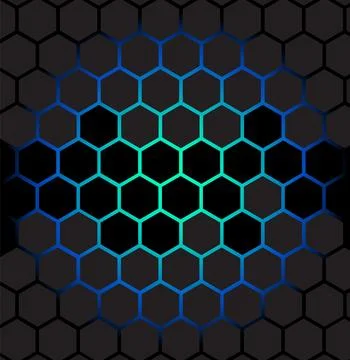 Blue Neon Hexagon Tech Grid Pattern Stockillustratie