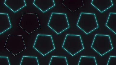 Blue neon hexagons pattern in retro style Video stock 199351239