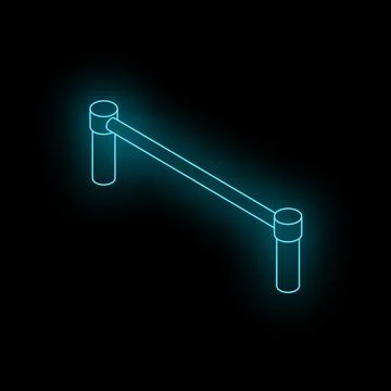 Blue neon horizontal bar glowing on black background Stock Illustration