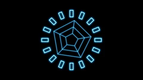 Blue neon HUD element randomly rotate seamless loop 3d render. Display loading 動画素材 289032920