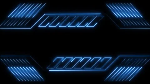 Blue neon HUD frame elements on black. Digital HUD frame for interface desi.. Stock Footage 337369077