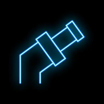 Blue neon icon of an audio jack cable on black background Stock Illustration