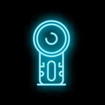 Blue neon icon of a barcode scanner on a black background Stock Illustration