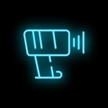Blue neon icon of a barcode scanner emitting a beam of light Stock Illustration