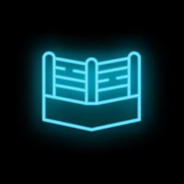 Blue neon icon of boxing ring glowing on black background Stock Illustration