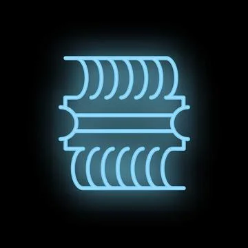 Blue neon icon of car engine piston for garage logo Stock Illustration