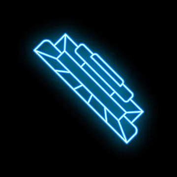 Blue neon icon of a computer part ram memory module for pc building Stock Illustration