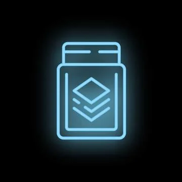 Blue neon icon of database server glowing on black brick wall 스톡 일러스트