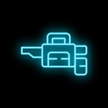 Blue neon icon of a leaf blower glowing on black background イラスト素材