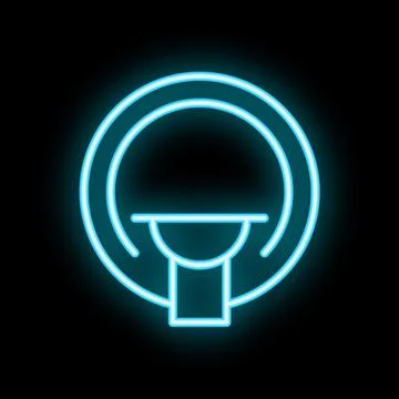 Blue neon icon of an mri machine glowing on a black background, perfect for m Stock Illustration