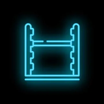 Blue neon icon of pull up bar on black background Stock Illustration