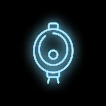 Blue neon icon of a spotlight shining in the dark Illustrazione stock