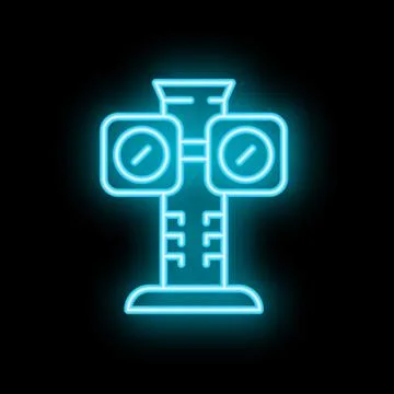 Blue neon icon of stadium lights glowing on dark background Stock Illustration