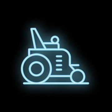 Blue neon icon of a tractor working in the field Stock Illustration