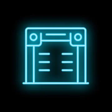 Blue neon icon of a treadmill is glowing on a black background Stock Illustration