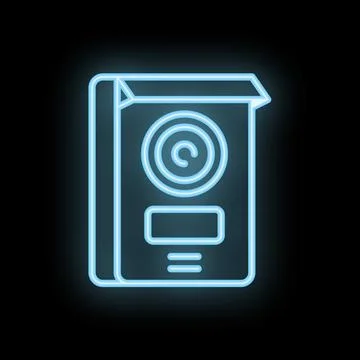 Blue neon intercom system icon on black background イラスト素材