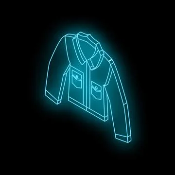 Blue neon jacket shining in the dark, digital fashion illustration Stock Illustration
