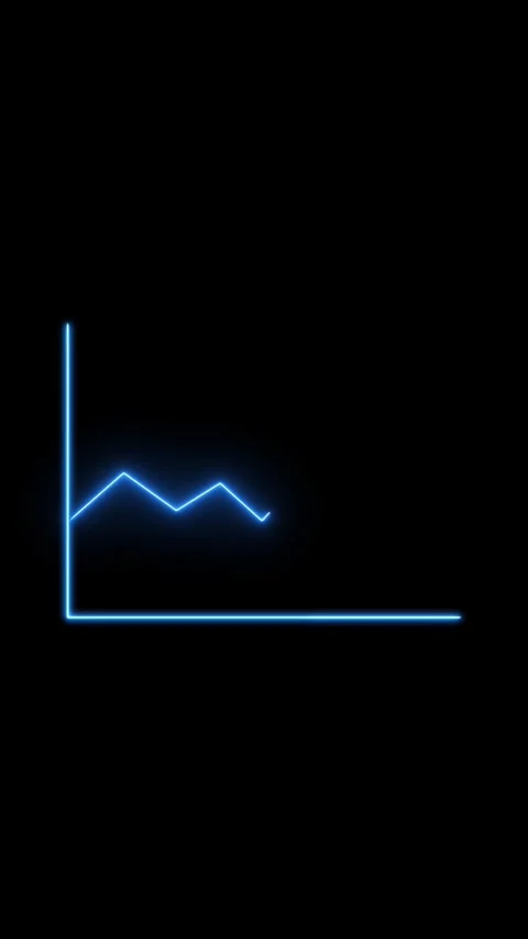 Blue neon L-shape on a vertical mobile video black background light glowing.. Stock Footage 344731010