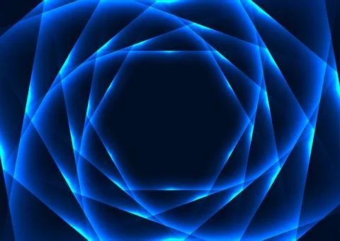 Blue neon laser hexagonal shapes abstract hi-tech background Stock Illustration