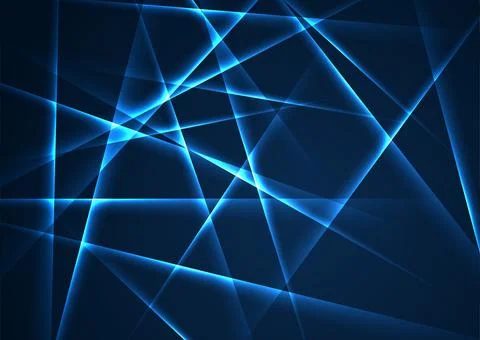 Blue neon laser lines abstract retro futuristic low poly background Illustrazione stock