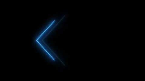 Blue neon left arrow shape on black background. Blue neon arrow symbol for .. 動画素材 337816047