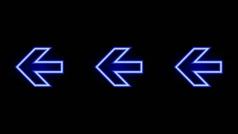 Blue neon left arrows. Glowing element. Stock Footage 155446992