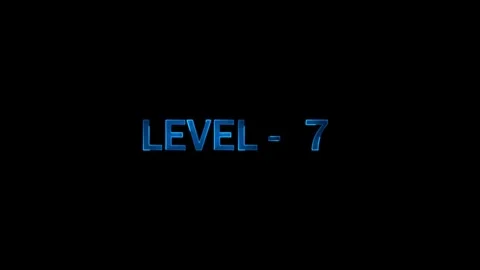 Blue neon level seven text animation glowing on dark background for game in.. Stock Footage 333878342