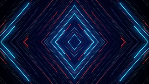 Blue neon light abstract visual geometry motion graphic technology digital conce Stock Footage 118120001