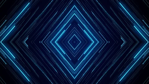 Blue neon light abstract visual geometry motion graphic technology digital conce Stock Footage 118121362