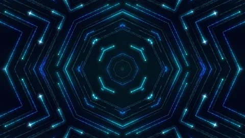 Blue neon light abstract visual geometry motion graphic technology digital co Stock Footage 131001942