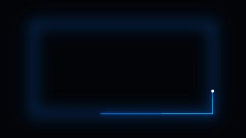 Blue Neon Light Border Animation on Black Background Stock Footage 343546479