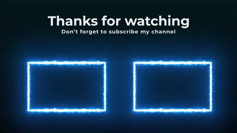 Blue Neon LIght Effect, Thanks for watching, 1920x1080 outro animation Stock Footage 154720532