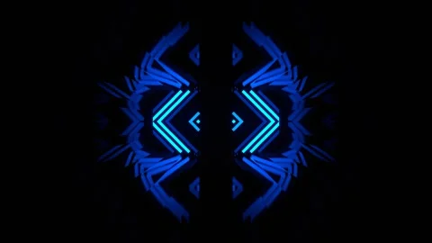 Blue Neon Light Elements Mirror Tunnel Background VJ Loop in 4K Stock Footage 326064174