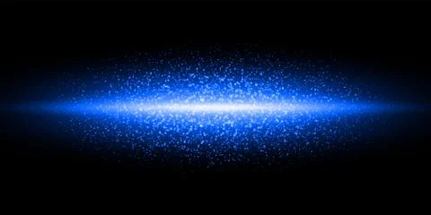 Blue neon light flash, glitter dust particles burst background. Vector blue s Illustrazione stock
